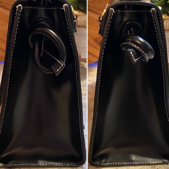 Vasic $350+ Large Bee Black Handle Leather Shoulder Bag - Picture 12 of 16